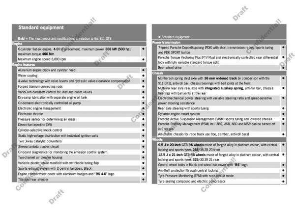 Gt3 rs specs