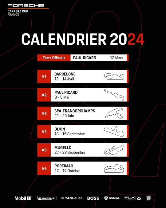 Calendrier porsche carrera cup france 2024