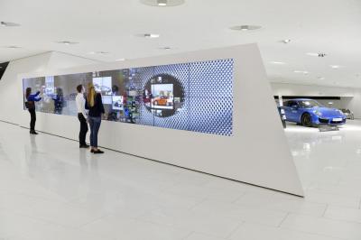 Interactive wall at porsche museum