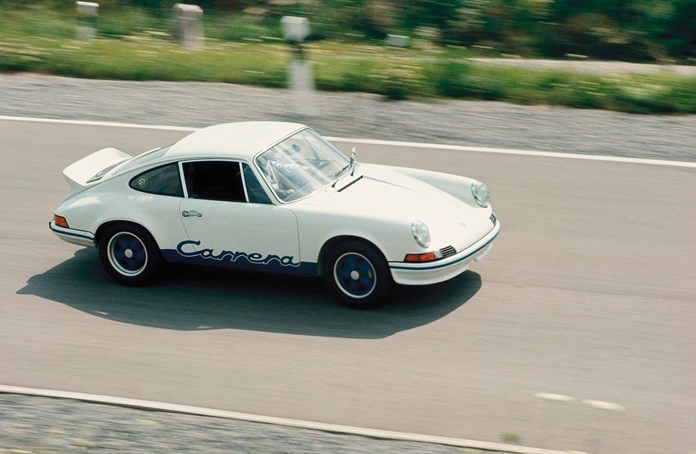 Porsche 911 carrera rs blanc bleu profil