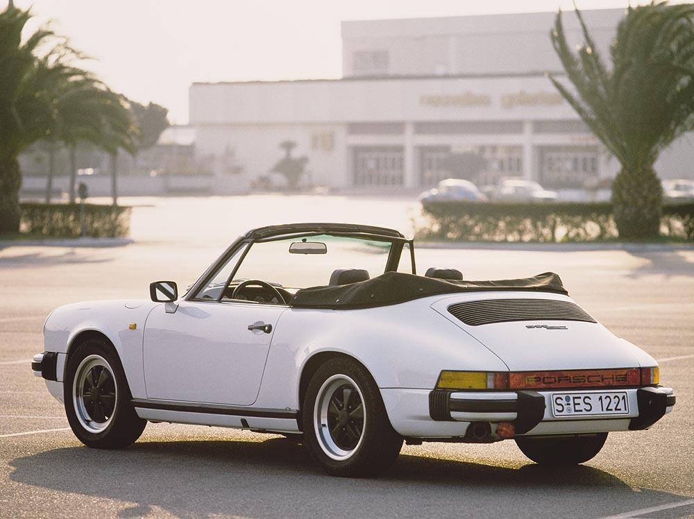 Porsche 911 type g sc cabriolet blanc arriere