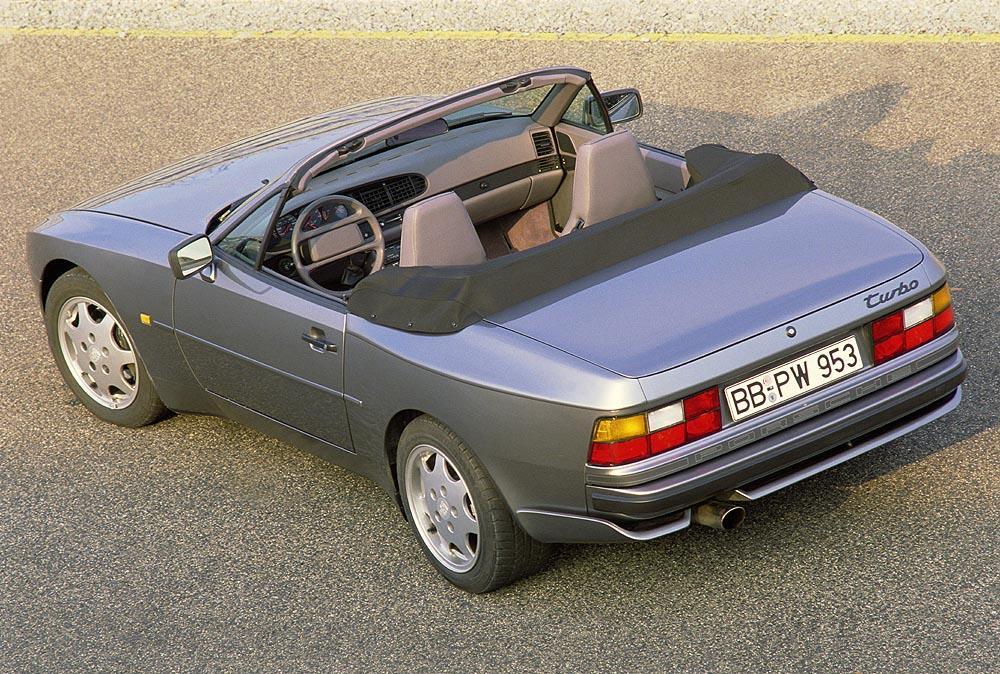 Porsche 944 turbo cabriolet gris arriere