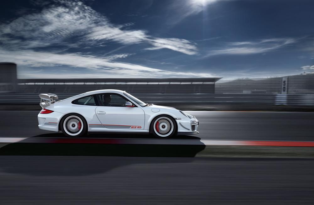 Porsche 997 gt3 rs 4 0 blanc profil