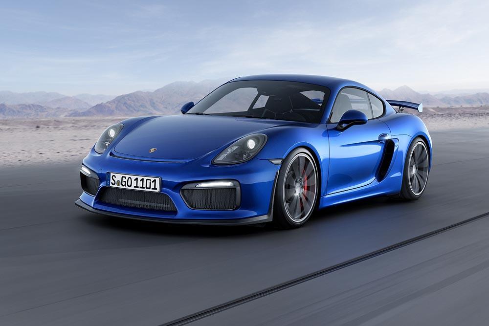 Porsche cayman 981 gt4 bleu avant