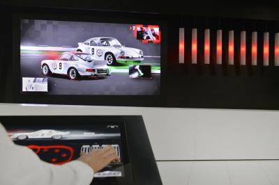 Touchscreen exhibit at porsche museum